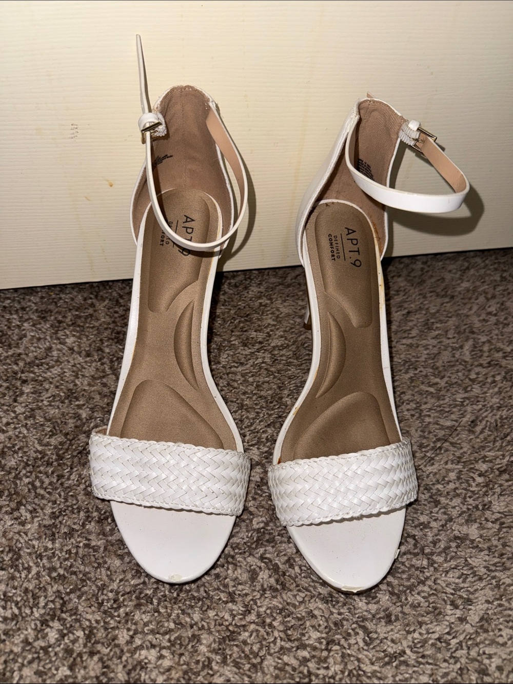 Apt. 9 White Braided Ankle-Strap Heels